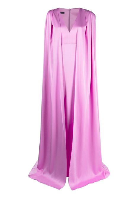 Purple V-neck cape gown - women